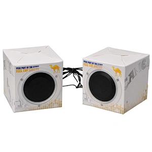 Custom logo Printing Color Cardboard Folding music player wired paper speaker