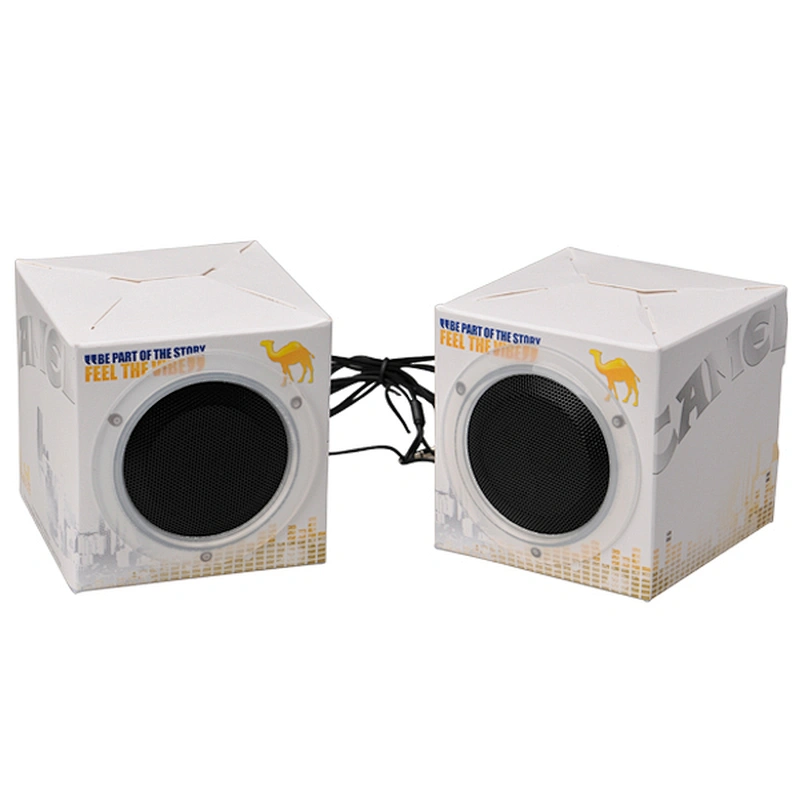 Custom logo Printing Color Cardboard Folding music player wired paper speaker