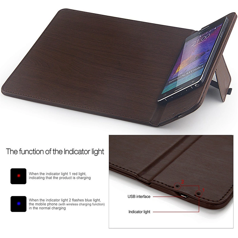 Promotional PU Leather Mouse Pad Qi Wireless Fast Charger