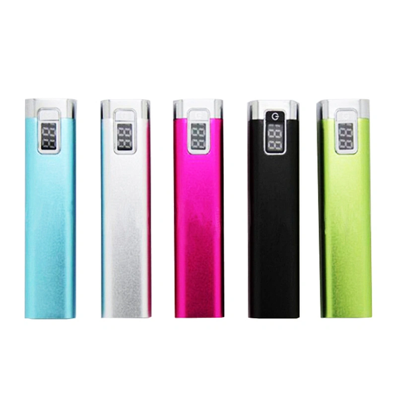 2600MAH Custom Phone Charger Aluminum LCD Lipstick Small Powerbank