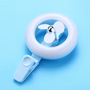 Portable USB Rechargeable 3Spead pocket Clip LED Ring Light Mini Fan