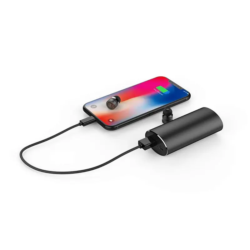 OEM newest 4.0 wireless mobile phone charger mini ture portable aluminum powerbank earbuds wireless