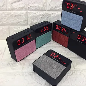 With Led Digital Clock Fabric Cover Portable Wireless Bluetooth Speaker