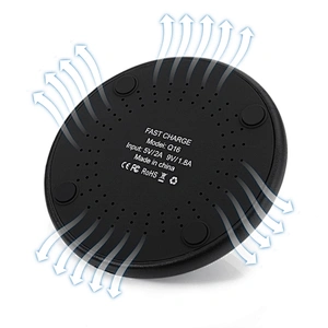 Free Sample Portable Thin Mini Round PU Leather Phone Powerbank Wireless Charger