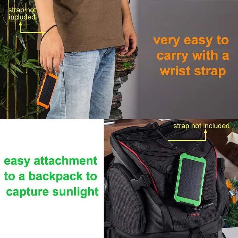 durable sos Led Light 10000mah solar power bank