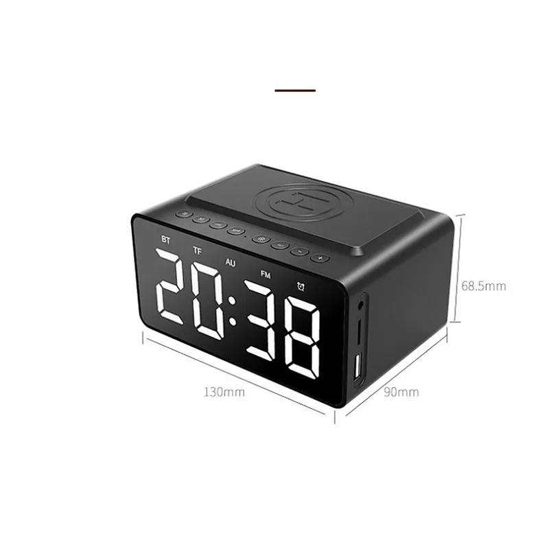 LED Display 5W Wireless Charging Alarm Clock Wireless Speaker