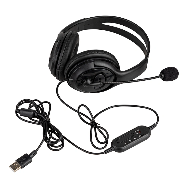 USB Headset with Noise Cancelling Mic telephone business headphones