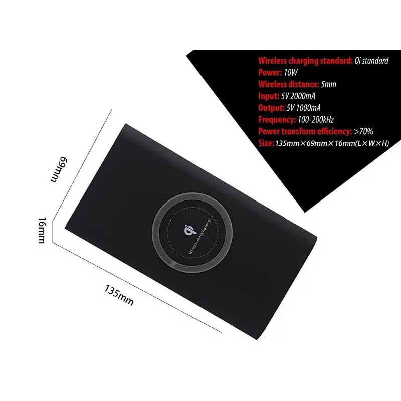 Mobile Phone Wireless Charger Power Bank 10000 mAh