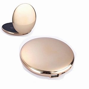 Promotion Gifts Luxury 2 in 1 Women Round 3000mah Makeup Power Banks With Mirror