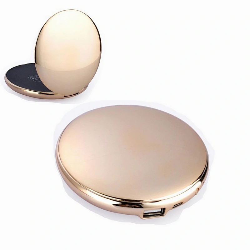 Promotion Gifts Luxury 2 in 1 Women Round 3000mah Makeup Power Banks With Mirror