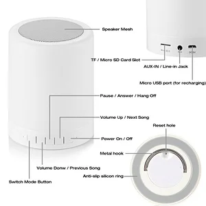 Portable Wireless Smart 7 Color LED Light Bluetooth Touch Speaker