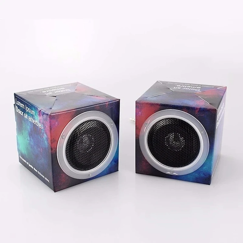 Custom logo Printing Color Cardboard Folding music player wired paper speaker