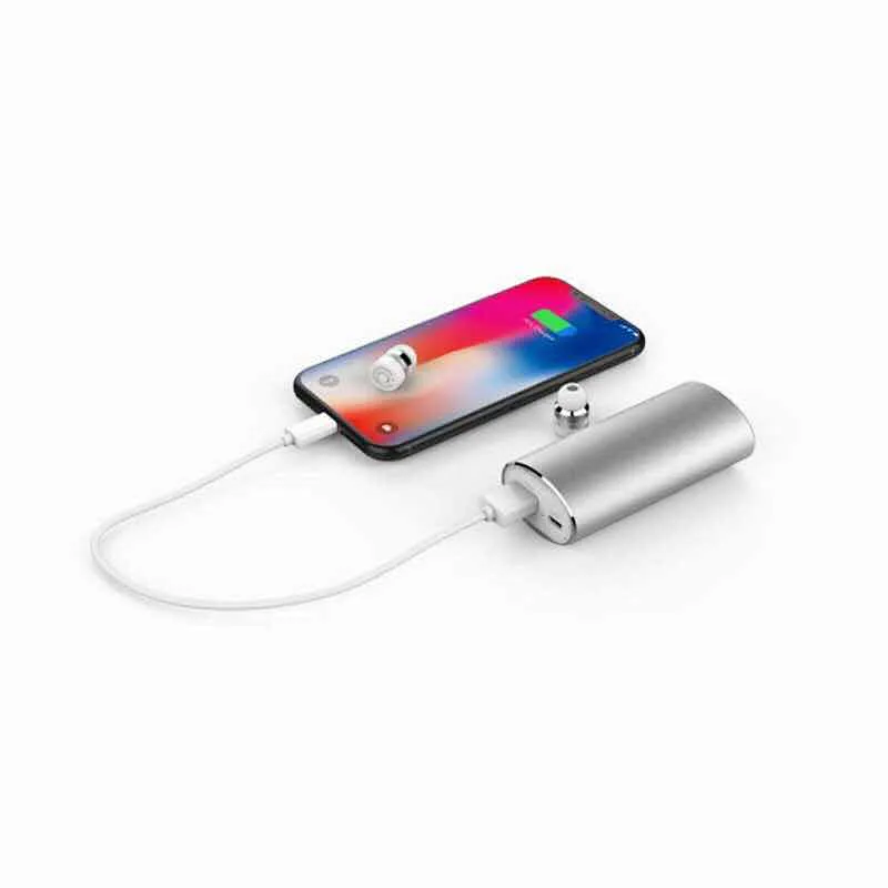 OEM newest 4.0 wireless mobile phone charger mini ture portable aluminum powerbank earbuds wireless