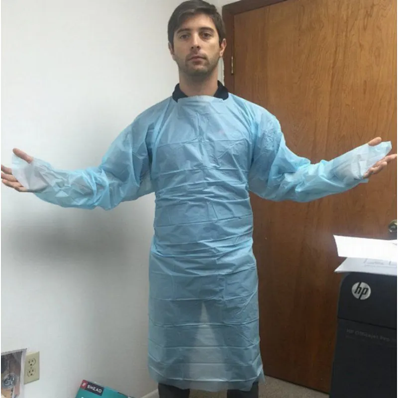 Waterproof disposable plastic CPE gown