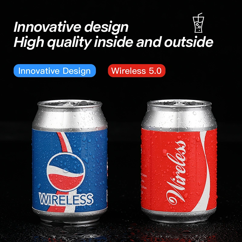 Christmas Gift Coke Designed Earbuds Wireless Headset Cola Ring-pull Cans TWS5.0 Earphones in Tin Box
