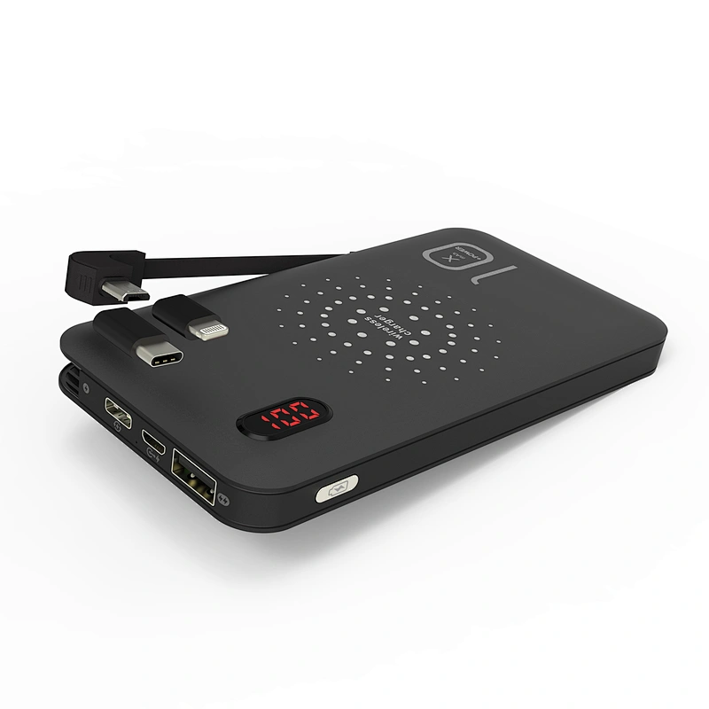 8000mah Qi Wireless Charger Power Bank With Charging Cable