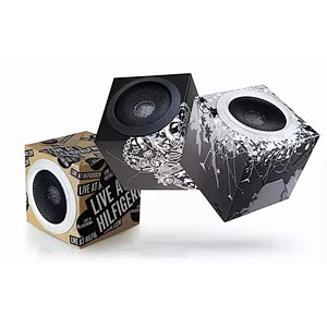 3.5mm jack wired cube mp3 mmobile cell phone Mini Foldable Printed Cardboard Paper speaker