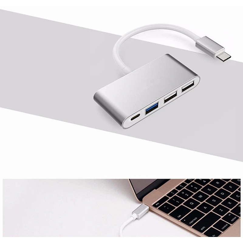 portable multi-port 4 in1 USB C Hub Aluminum Adapter
