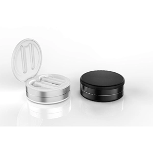 best selling custom logo pocket round true wireless twins tws bluetooth leather earphone