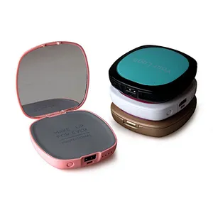 Square Travel Folding women portable pocket mirror cosmetic power charger
