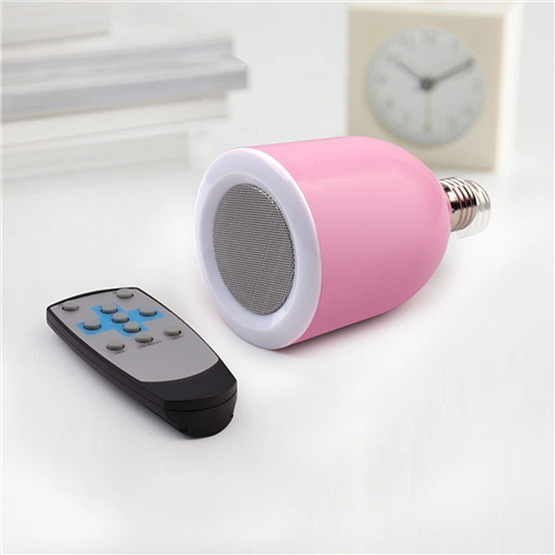 Mini Portable Stereo Amplifier Subwoofer Metal Mini Wireless Remote Control Music Lamp Night LED Light Bluetooth Bulb Speaker