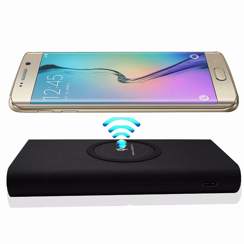 8000mah led light qi wireless charge portable fast charging power bank
