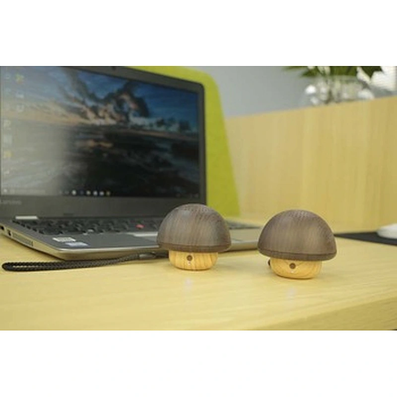 gift mini portable wireless wood mushroom speaker