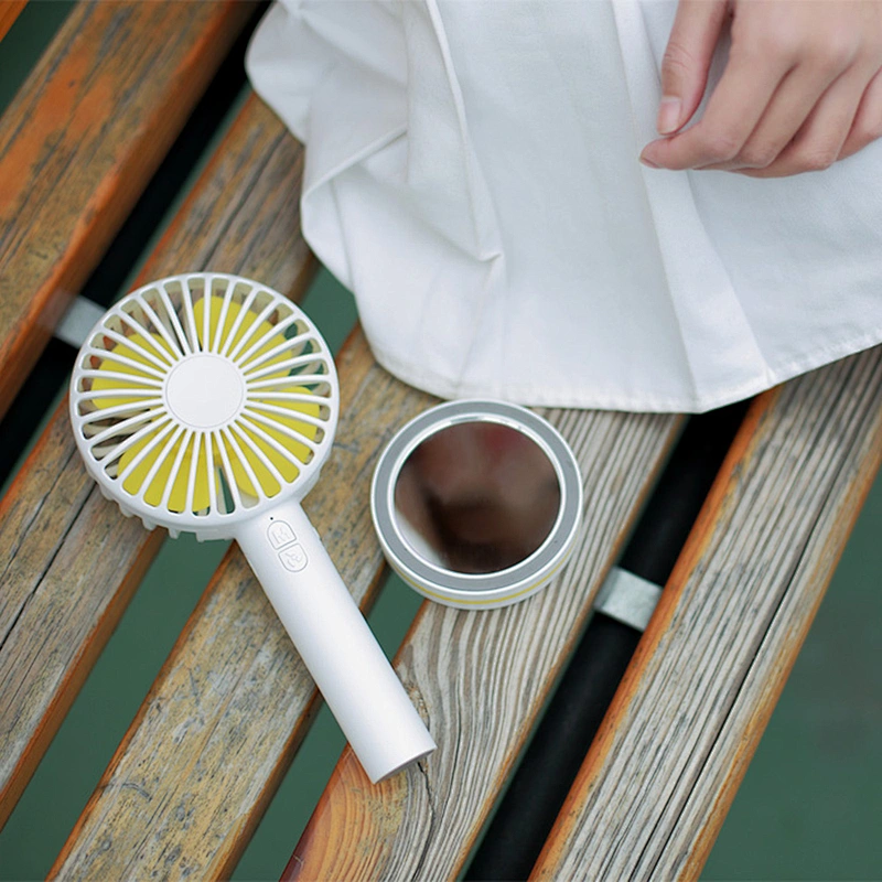 Mini Travel Handheld Electric Desk Pedestal Make Up Personal Small Desktop Handheld 3 Speeds Mini Macarons Mirror Table Fan