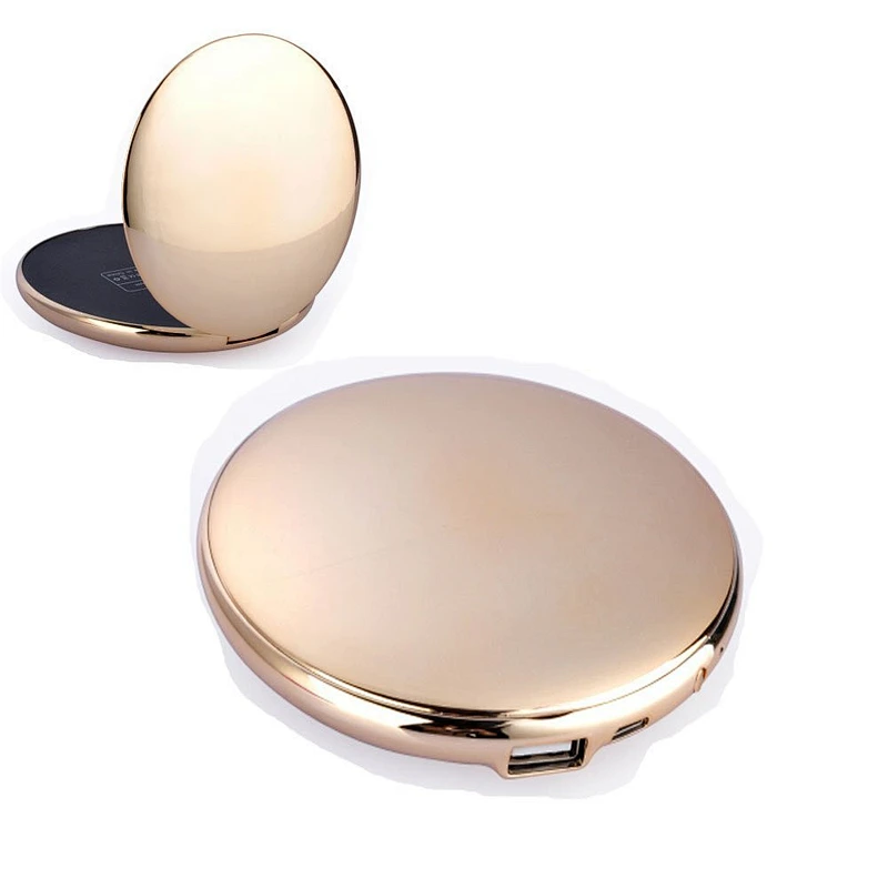outdoor emergency oem promotion gift make up mirror led leather power bank