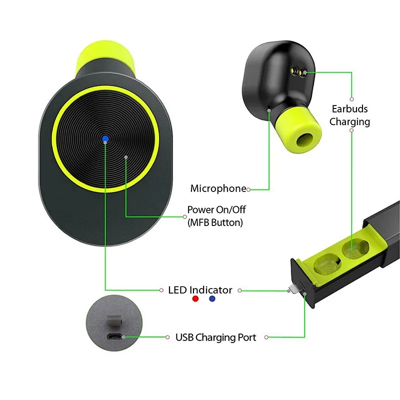 OEM Wireless Blue Tooth Alloy Mini Earbuds Earphones GW10