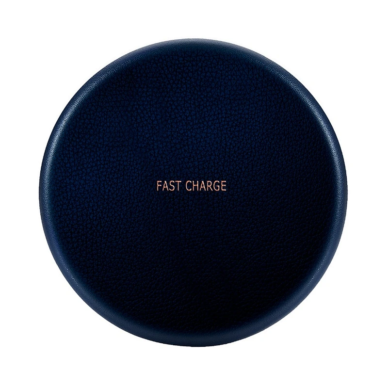 Promotion Gift Portable Round PU Mobile Phone QI Wireless Charger for samsung galaxy a8