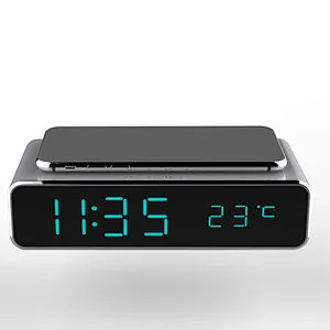 LED Digital Alarm Clock Wireless Charger For Phone