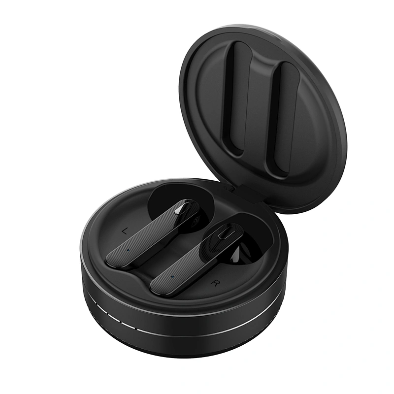best selling custom logo pocket round true wireless twins tws bluetooth leather earphone