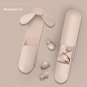 dc folding mini usb silent cooler toy hand held electric fan Mini TWS Wireless Bluetooth V5.0 Fan Earphone Stereo