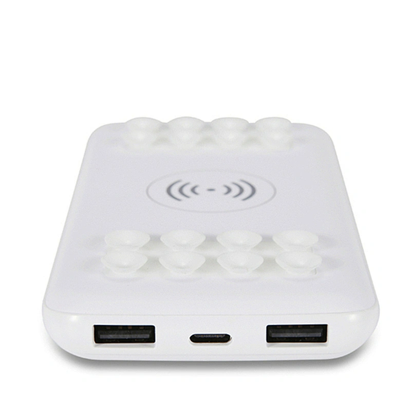 Suction Cup Dual USB Outputs Wireless Charger Power Bank