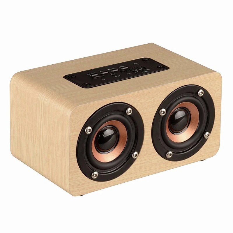 radio home dual driver stereo wooden wireless speaker