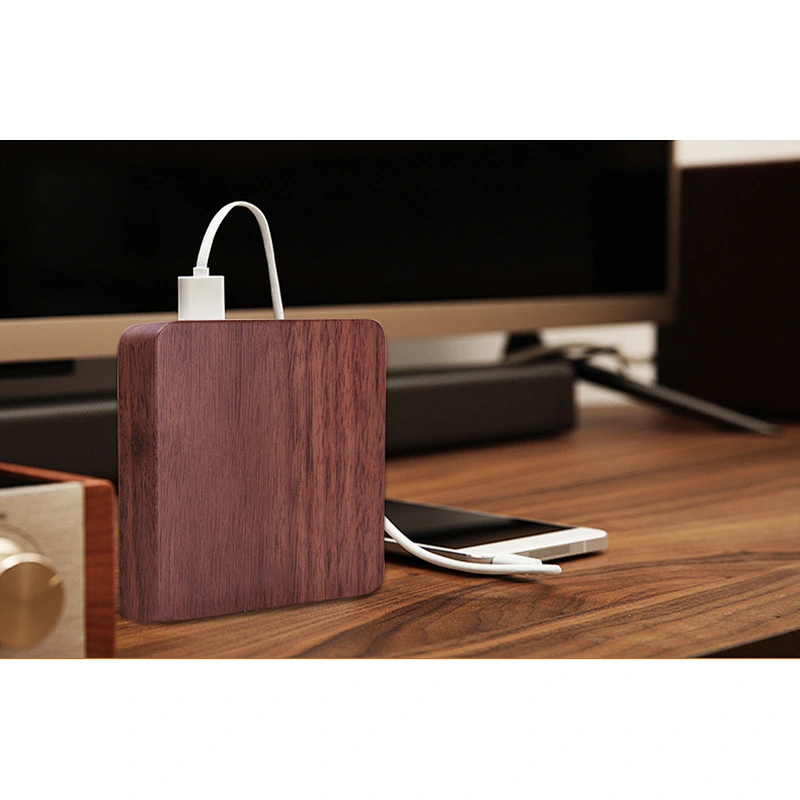 Ultra Thin Emergency Battery Charger Wood Grain Cube 5000mah power bank