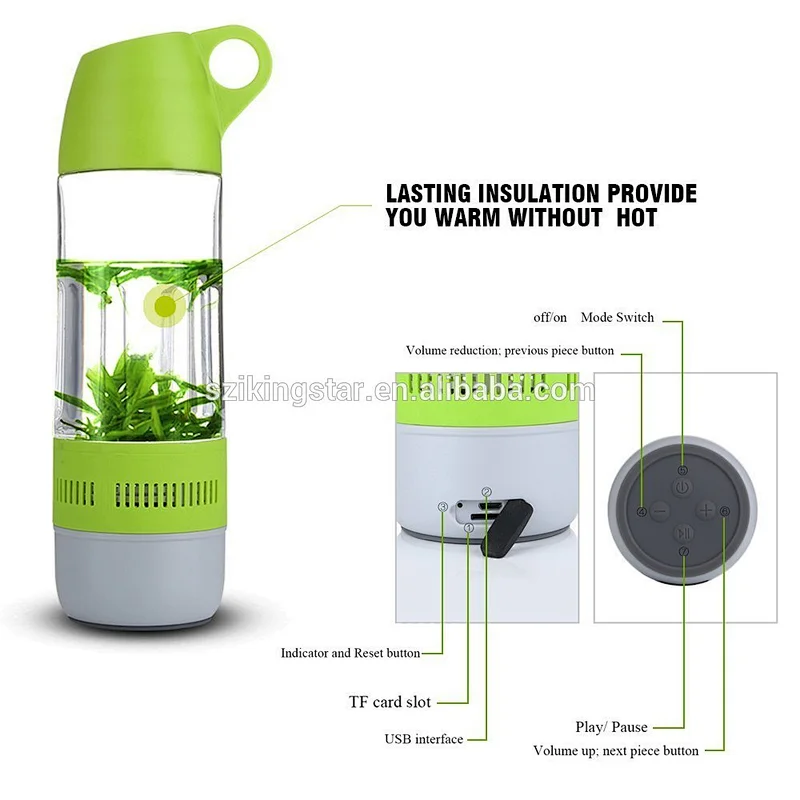 waterproof portable charge power bank 2000mah wireless speaker water music bottle speakers