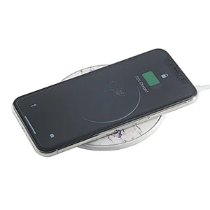 OEM Mobile Phone QI Fast Wireless Charger Mini Round Marble Power Banks 10000mah
