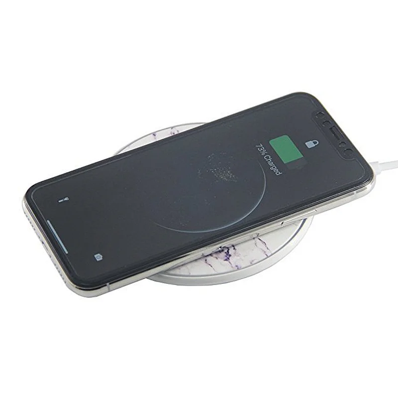 OEM Mobile Phone QI Fast Wireless Charger Mini Round Marble Power Banks 10000mah