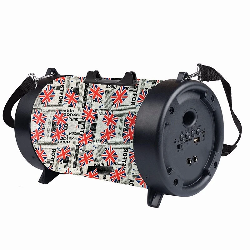 Blue Tooth Sound FM PU Leather Light Cylinder Graffiti 10W Radio Wireless Speaker