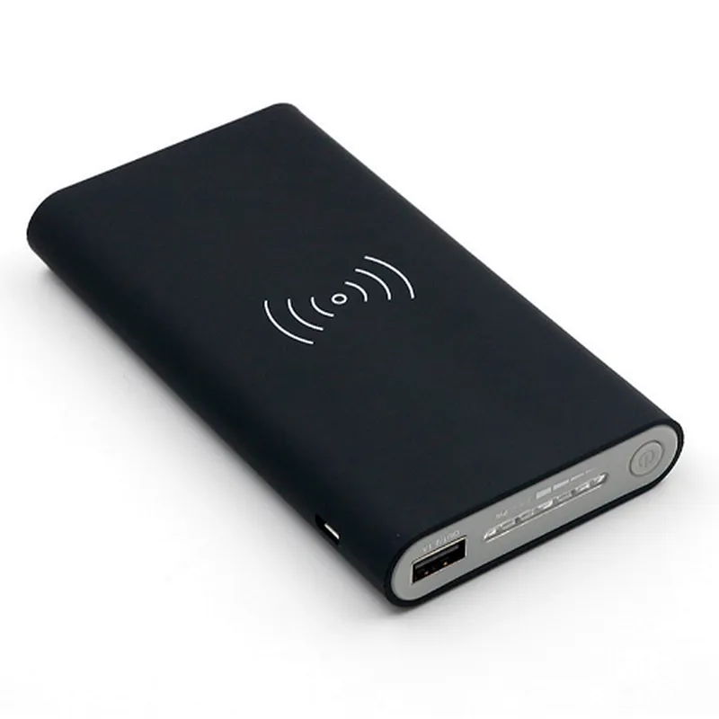 Portable Customized Logo cell phone charger QI wireless powerbank 10000mah
