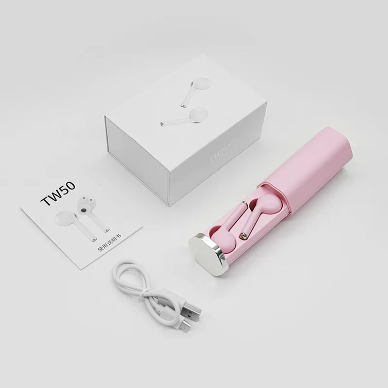 Custom Mini Pink TWS Deep Bass 5.0 Truly Wireless Bluetooth Earphone Earbuds