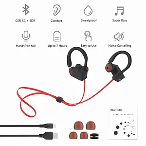 super bass comfortable eva case wireless sport earhook earphone
