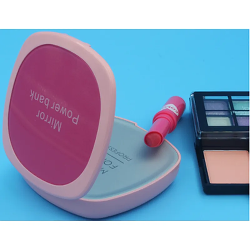 Square Travel Folding women portable pocket mirror cosmetic power charger
