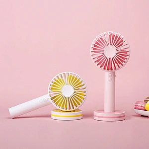 Mini Travel Handheld Electric Desk Pedestal Make Up Personal Small Desktop Handheld 3 Speeds Mini Macarons Mirror Table Fan