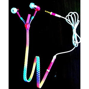 CE ROHS Fashion media player luminous glowing lighted zipper led earphone