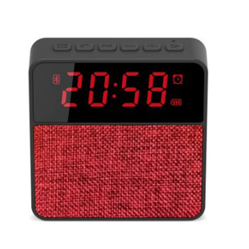FM Radio Time Display Fabric Bluetooth Speaker with Alarm Clock