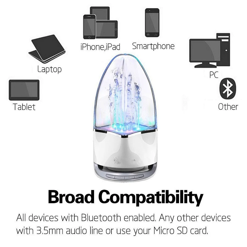LED Light Stereo Music Water Dancing Speaker With Bluetooth