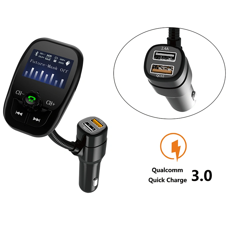dual  usb ports bluetooth wireless mp3 player LCD car fm transmitter